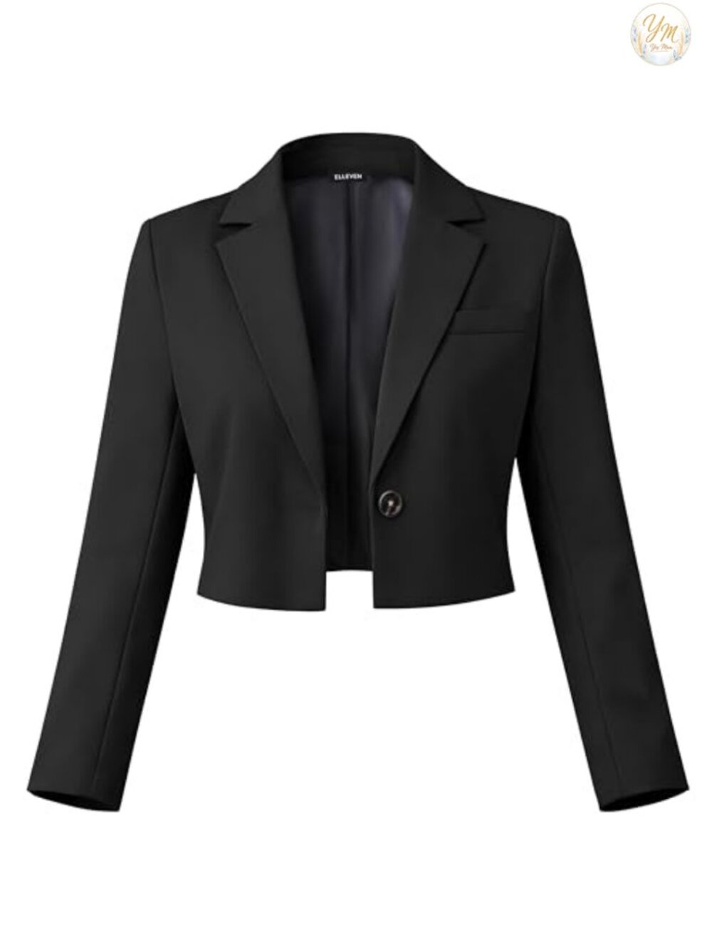 Cropped Blazer for Women Business Casual Long Sleeve Notch Lapel Blazer